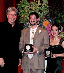 Accepting my Student Academy Award from Harold Ramis!